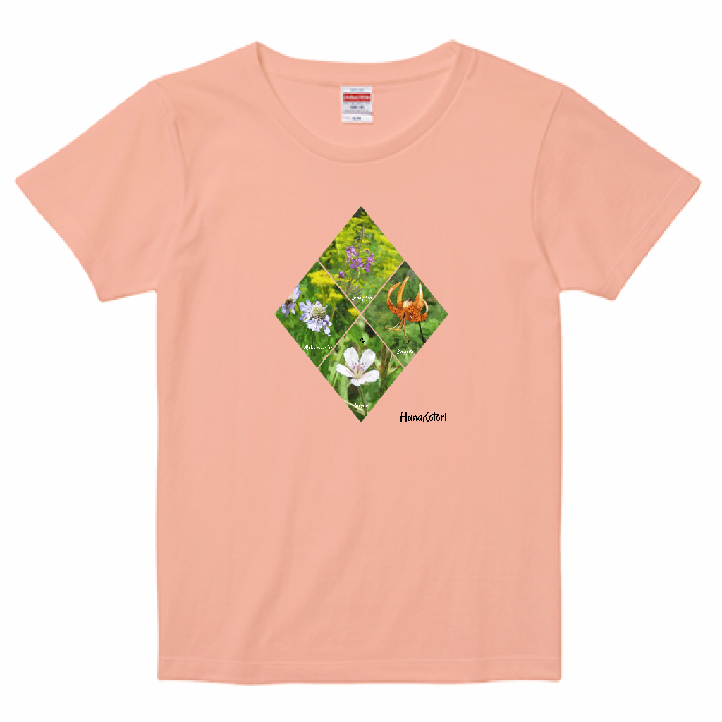 山野草 Tシャツ(レディース)【夏の山野草】(オレンジ)