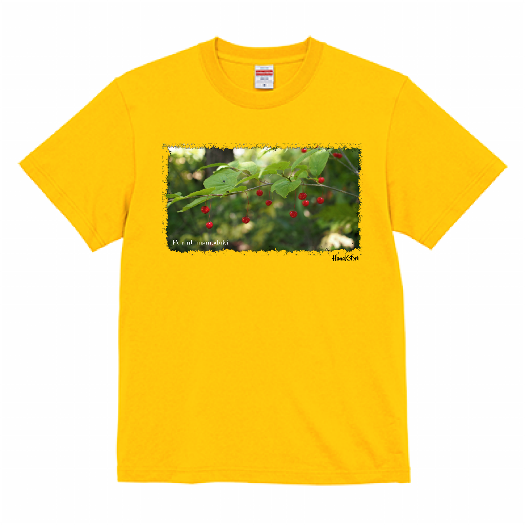 山野草 Tシャツ 【フウリンウメモドキ】(イエロー)