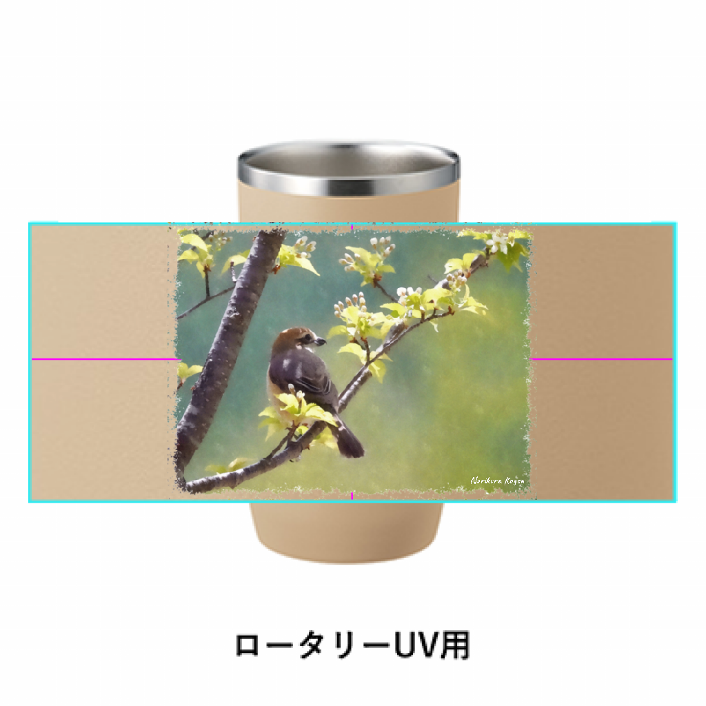 野鳥タンブラー 450ml 【モズ】(ベージュ)