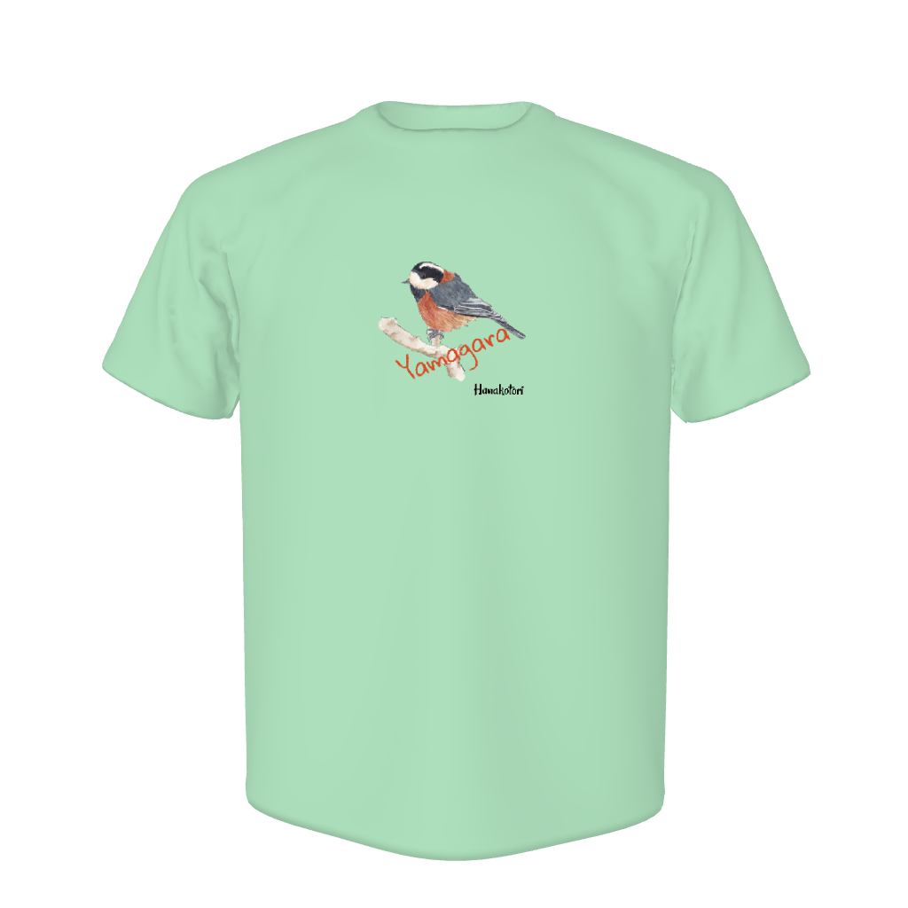 野鳥 Tシャツ(ドライ) 【ヤマガラ】(グリーン)