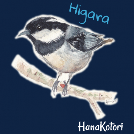 野鳥ポロシャツ(ドライ) 【ヒガラ】(ネイビー)