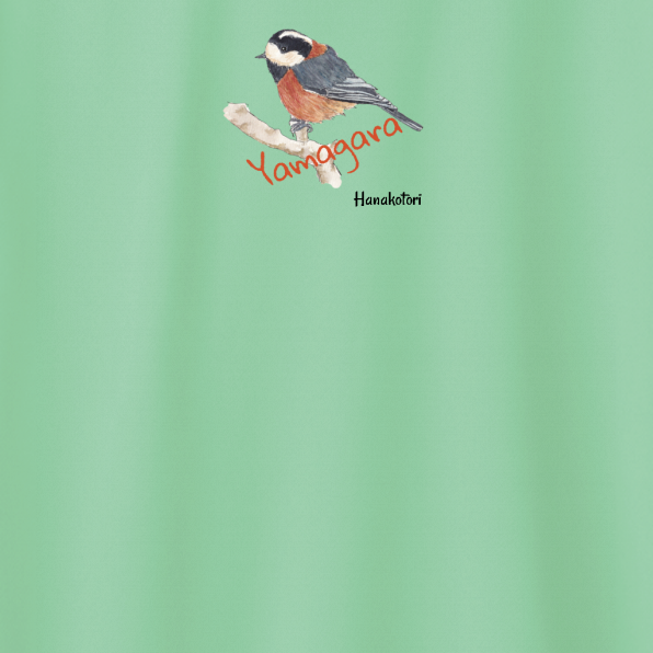 野鳥 Tシャツ(ドライ) 【ヤマガラ】(グリーン)