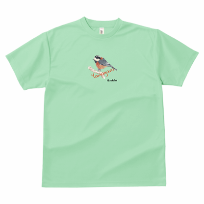 野鳥 Tシャツ(ドライ)  【ヤマガラ】（グリーン）