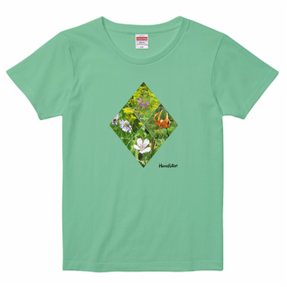 山野草 Tシャツ（レディース）【夏の山野草】（ライトグリーン）