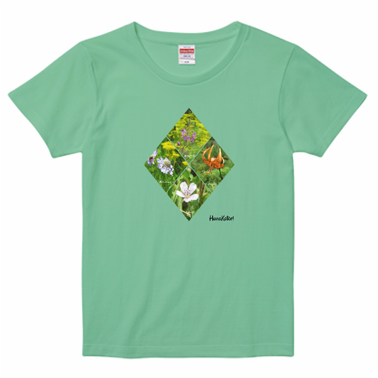 山野草 Tシャツ（レディース）【夏の山野草】（ライトグリーン）