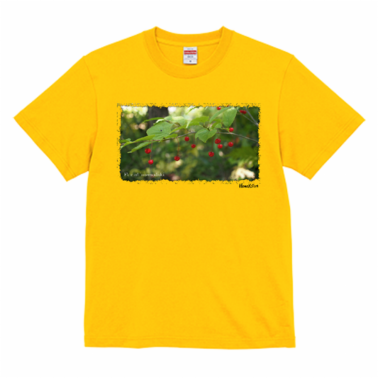 山野草 Tシャツ 【フウリンウメモドキ】（イエロー）