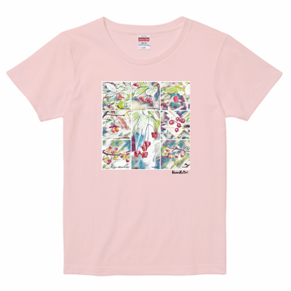 山野草 Tシャツ（レディース）【秋の果実】（ピンク）