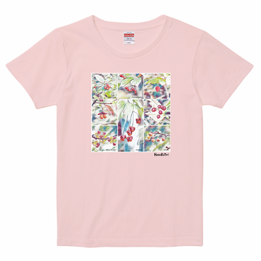 山野草 Tシャツ（レディース）【秋の果実】（ピンク）