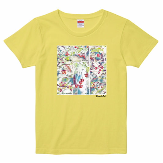山野草 Tシャツ（レディース）【秋の果実】（イエロー）