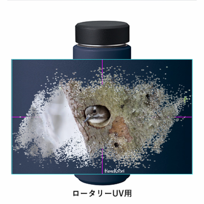 野鳥サーモボトル 500ml　【コゲラ】（ネイビー）
