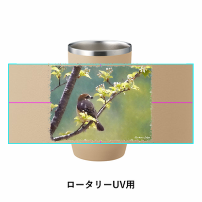 野鳥タンブラー 450ml 【モズ】（ベージュ）