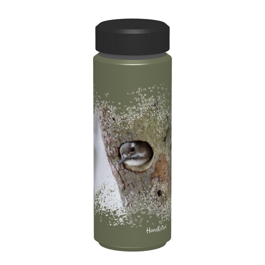 野鳥サーモボトル 500ml　【コゲラ】（カーキ）