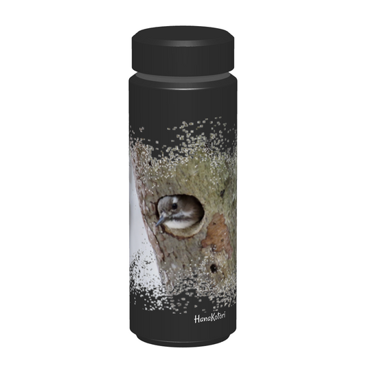 野鳥サーモボトル 500ml　【コゲラ】（ブラック）