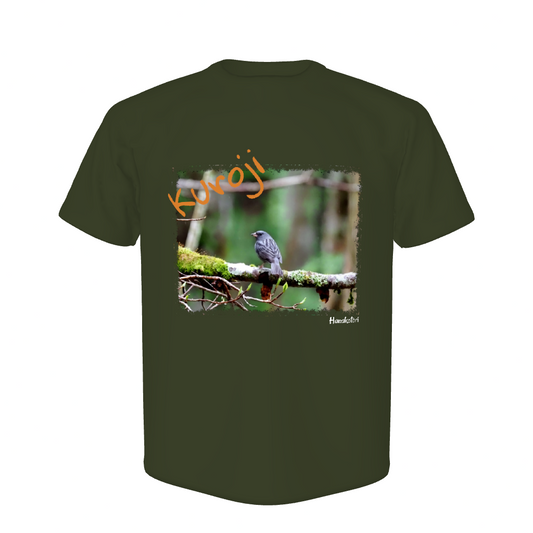 野鳥 Tシャツ(ドライ)  【クロジ】（モスグリーン）