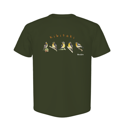 野鳥Tシャツ(ドライ)【キビタキ】（モスグリーン）