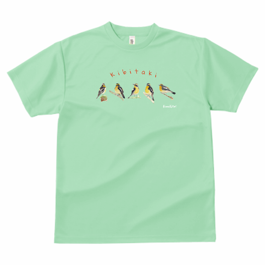 野鳥Tシャツ(ドライ)【キビタキ】（メロン）