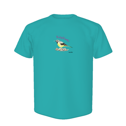 野鳥Tシャツ(ドライ) 【キセキレイ】（ミントブルー）