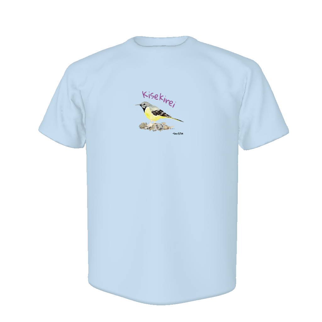 野鳥 Tシャツ(ドライ) 【キセキレイ】（ライトブルー）