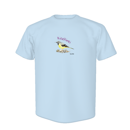 野鳥 Tシャツ(ドライ) 【キセキレイ】（ライトブルー）